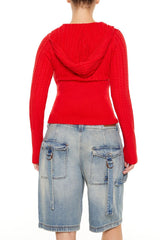 Hooded Cable Knit Sweater