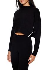 Faux Pearl-Trim Cropped Sweater