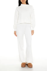 Faux Pearl Cable Knit Sweater