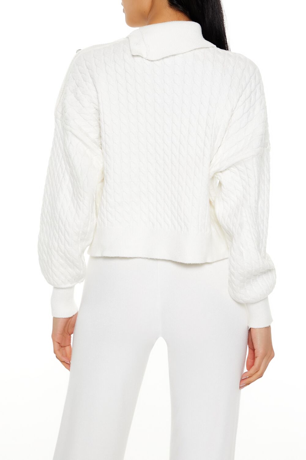 Faux Pearl Cable Knit Sweater