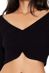 Cropped Tulip-Hem Sweater-Knit Top