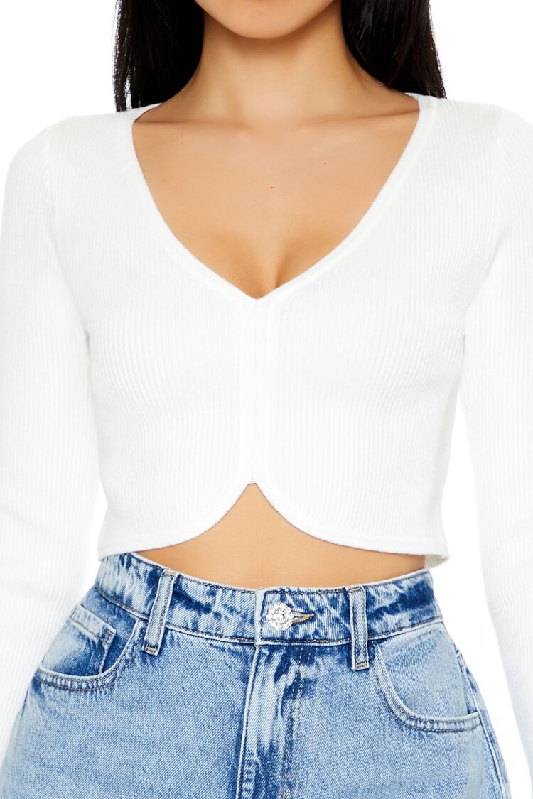 Cropped Tulip-Hem Sweater-Knit Top