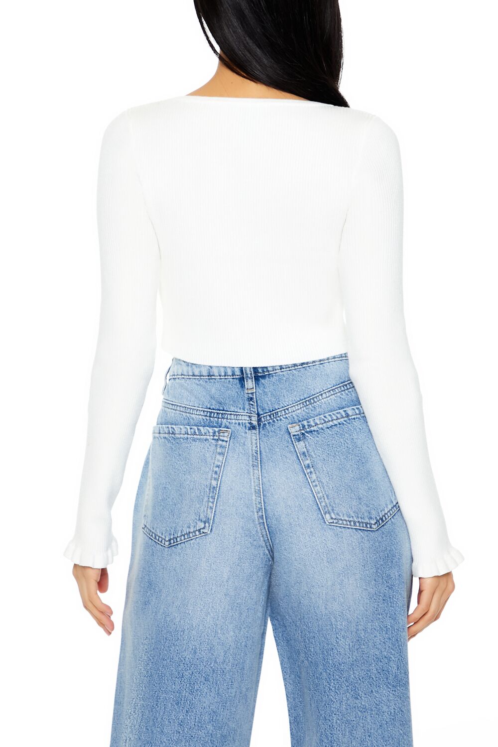 Cropped Tulip-Hem Sweater-Knit Top
