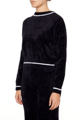 Two-Tone Fuzzy Knit Sweater
