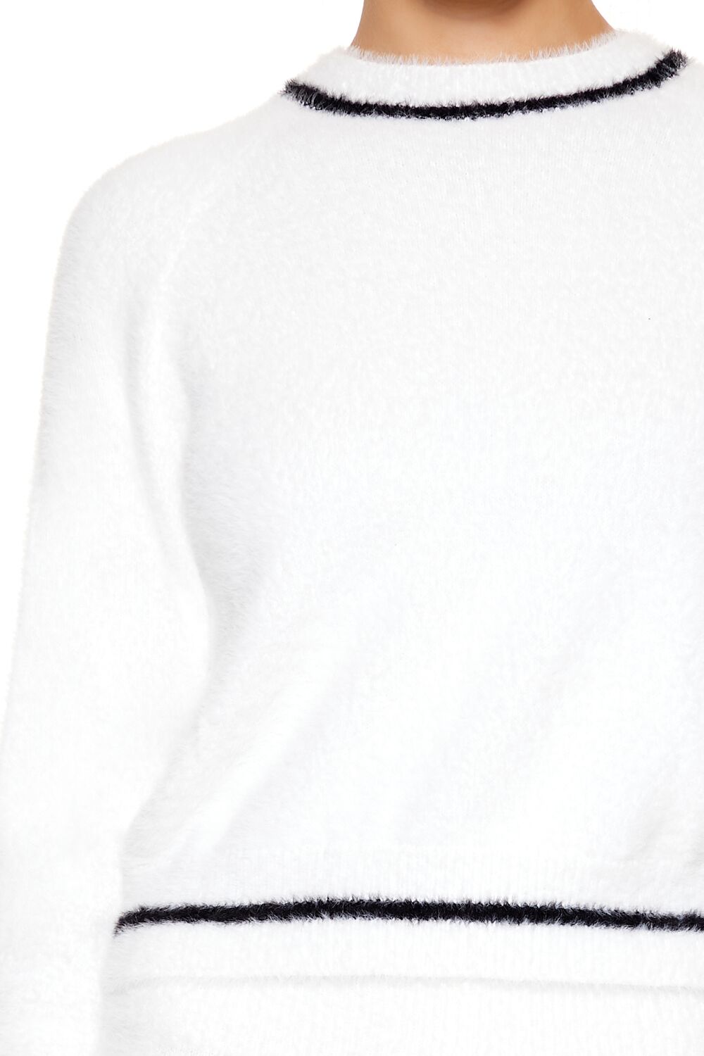 Two-Tone Fuzzy Knit Sweater