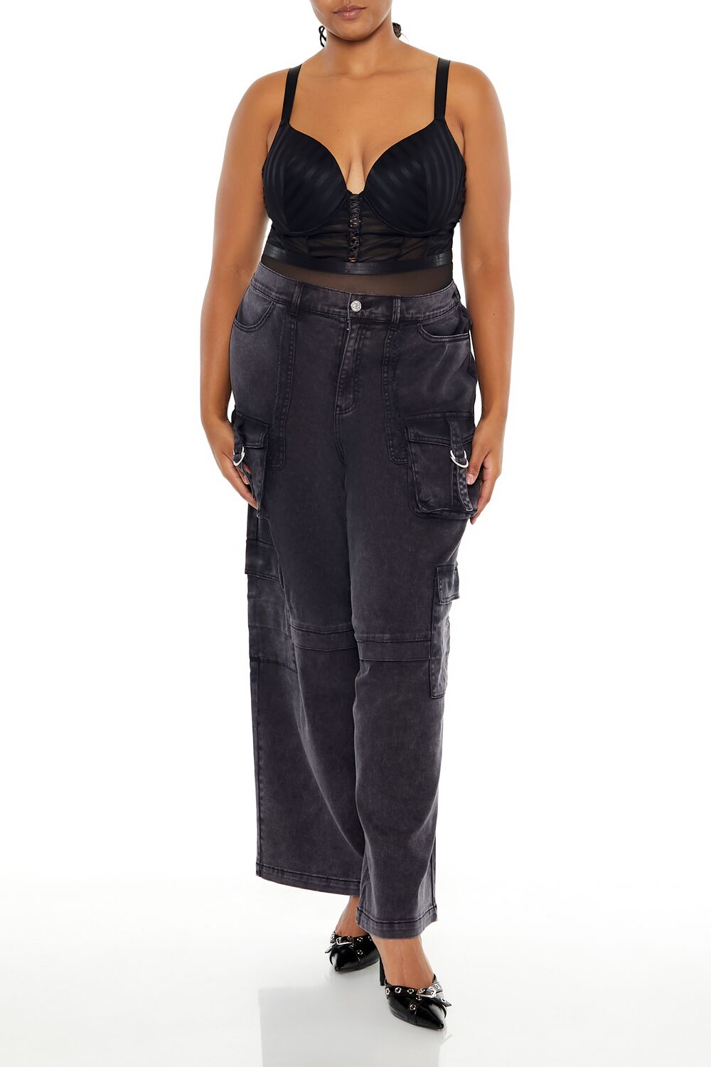 Plus Size Sheer Striped Bodysuit