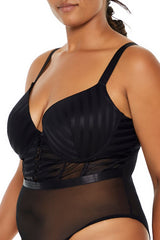 Plus Size Sheer Striped Bodysuit