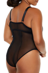 Plus Size Sheer Striped Bodysuit