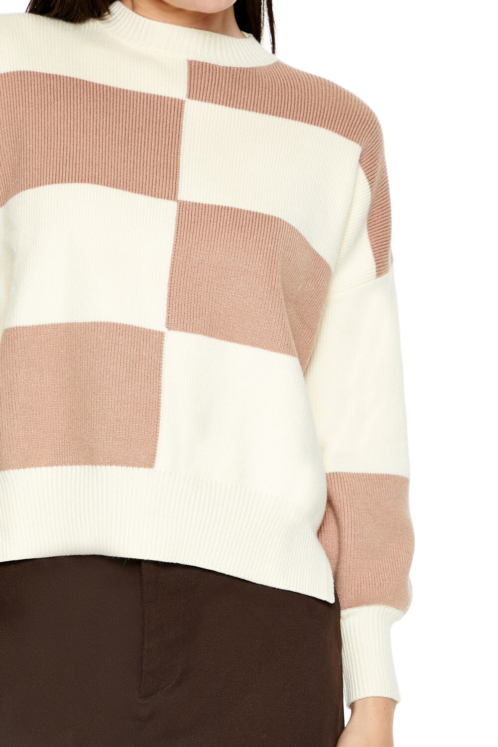 Checkered Round-Neck Sweater