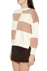 Checkered Round-Neck Sweater