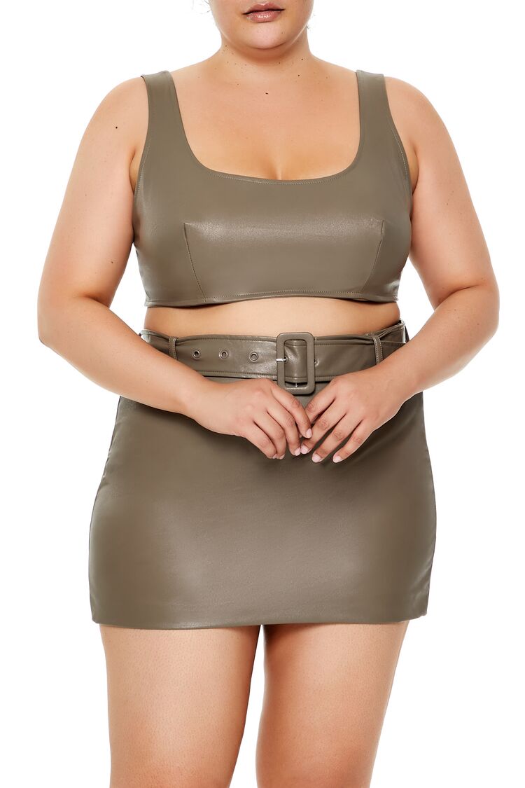 Plus Size Faux Leather Crop Top