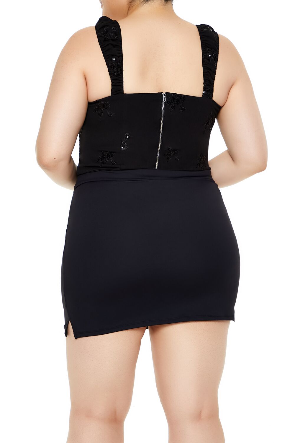 Plus Size Flower Sequin Crop Top