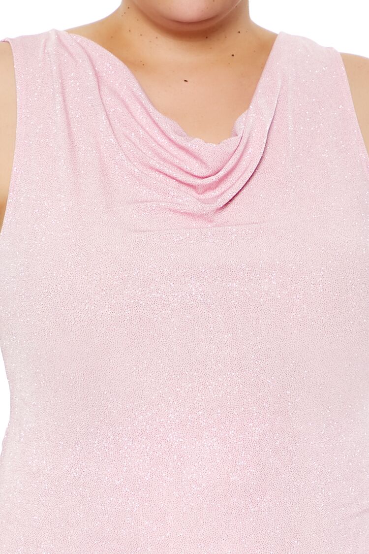 Plus Size Glitter Knit Cowl Tank Top