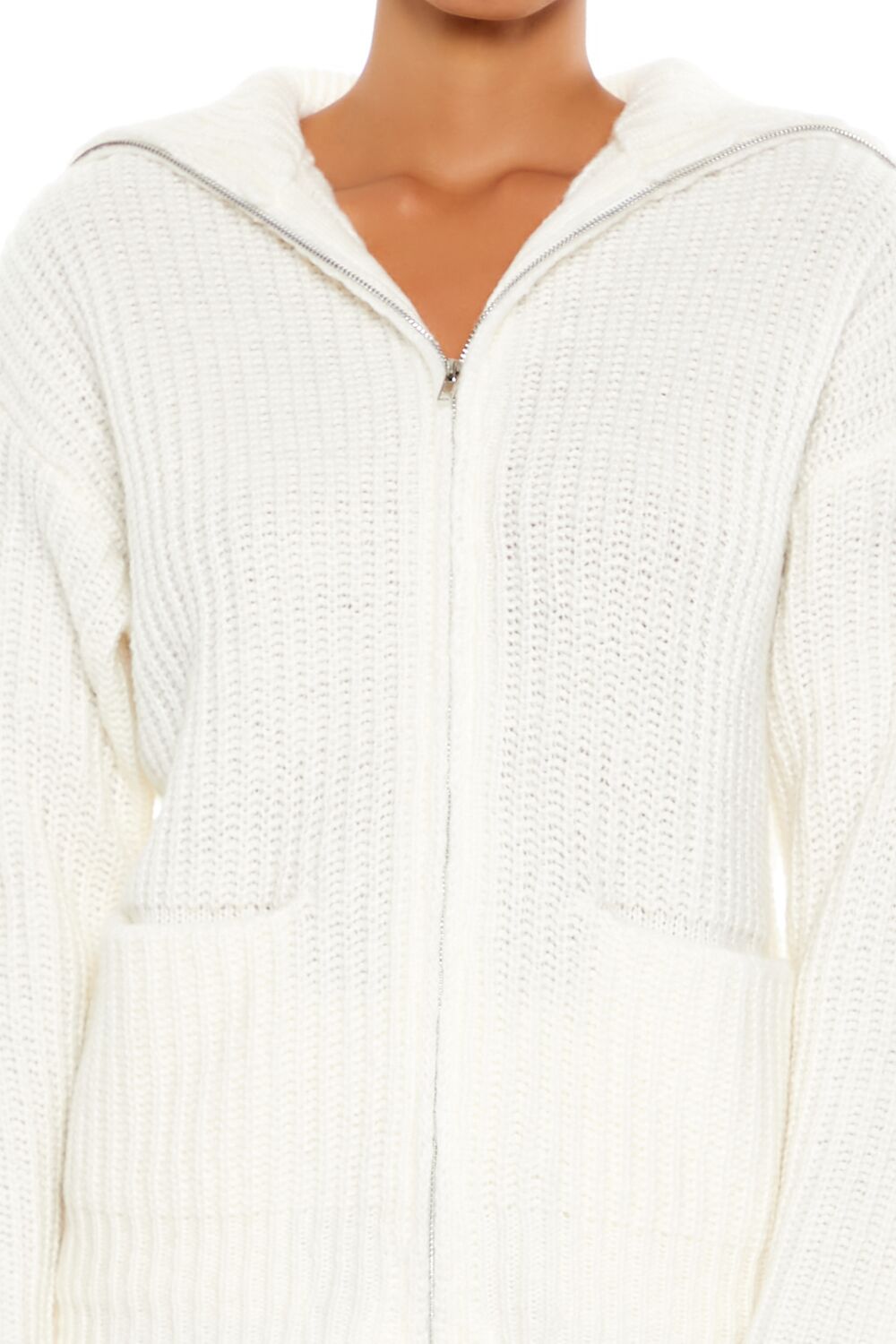 Ribbed Knit Zip-Up Sweater