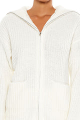 Ribbed Knit Zip-Up Sweater