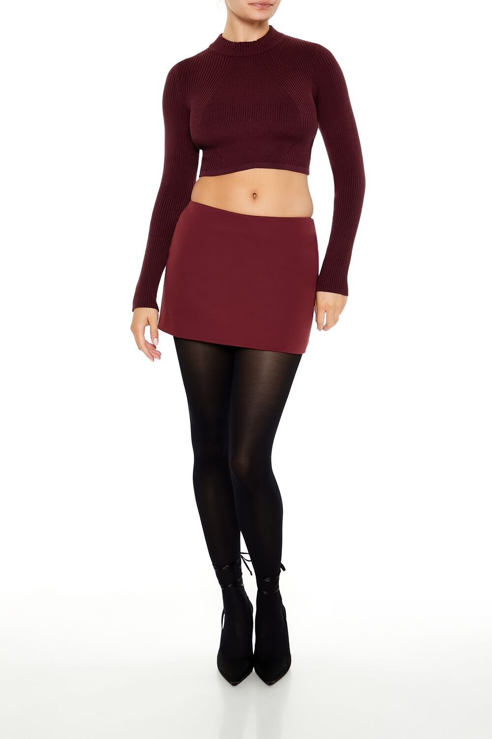 Cropped Mock Neck Sweater