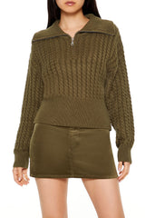 Half-Zip Cable Knit Sweater