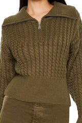 Half-Zip Cable Knit Sweater