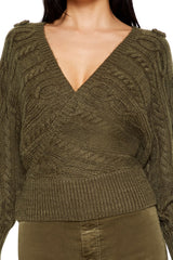 Cable Knit Cutout Rosette Sweater