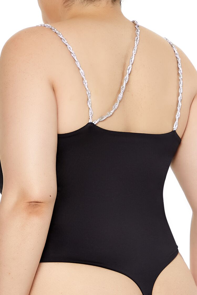 Plus Size Contour Sculpt Metallic-Strap Bodysuit