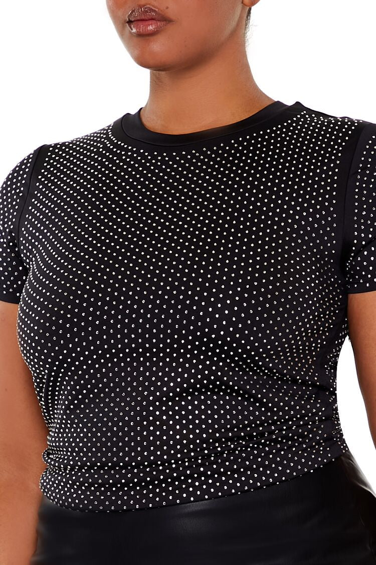 Plus Size Contour Sculpt Rhinestone Tee