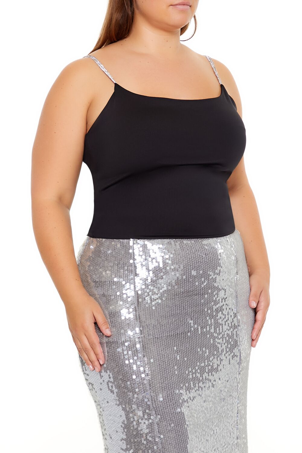 Plus Size Rhinestone-Strap Cami