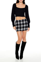 Cropped Rib-Knit Sweater