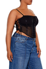 Plus Size Corset Mesh Cami