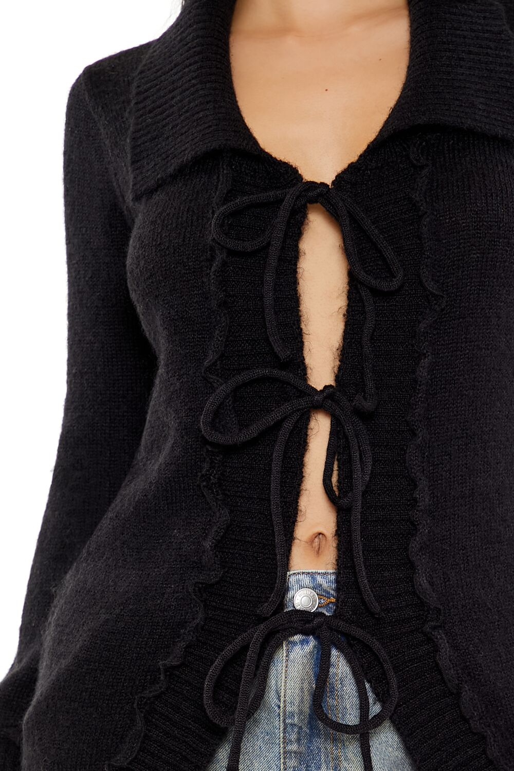Tie-Front Longline Cardigan Sweater