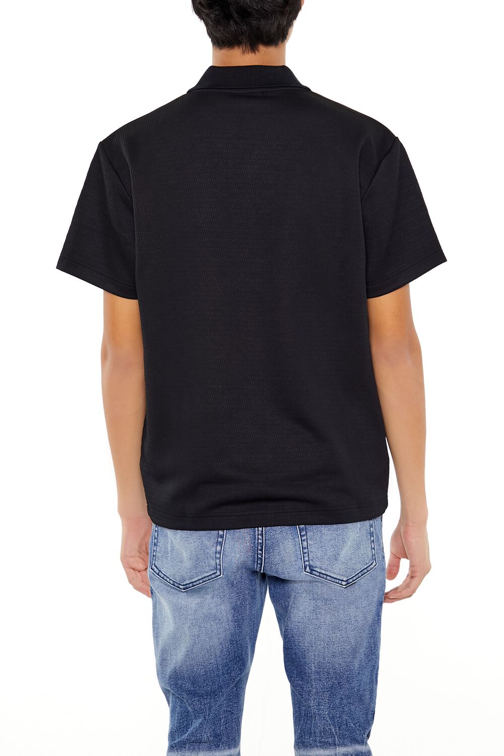 Textured Rib-Knit Button-Front Shirt