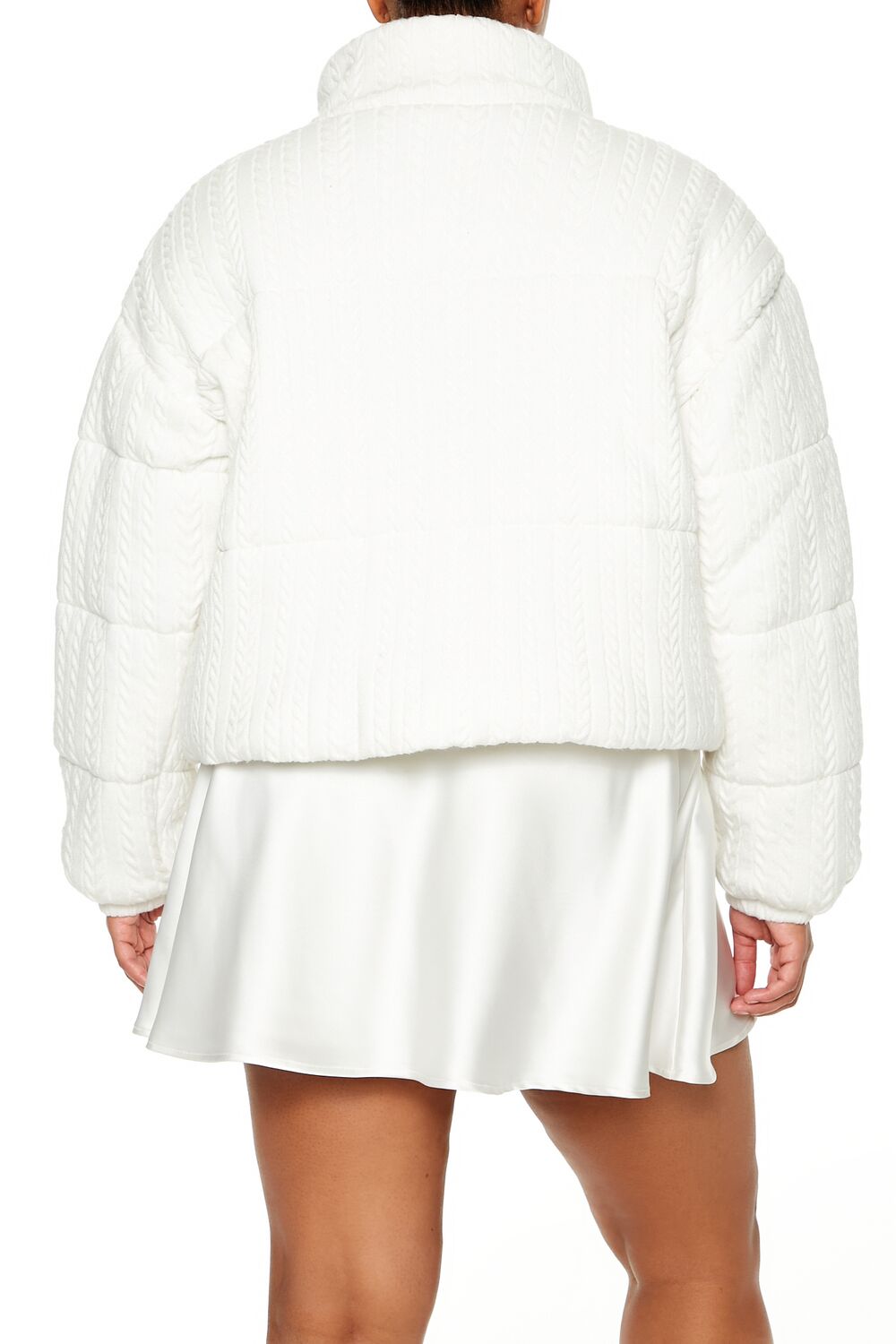 Plus Size Cable Knit Puffer Jacket