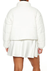 Plus Size Cable Knit Puffer Jacket
