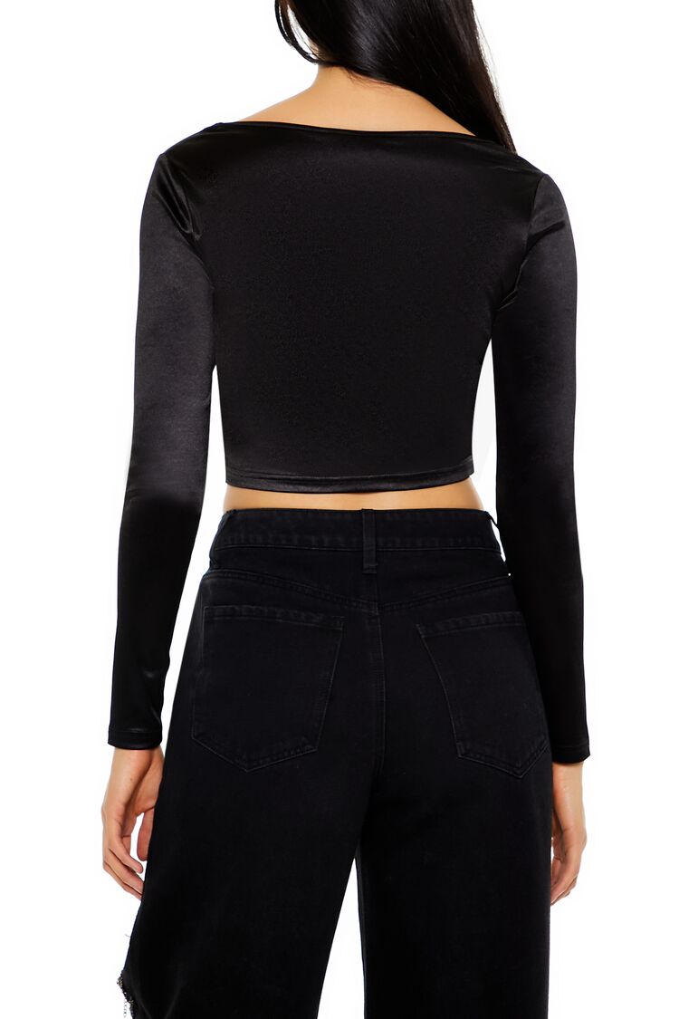 Satin Square-Cut Crop Top