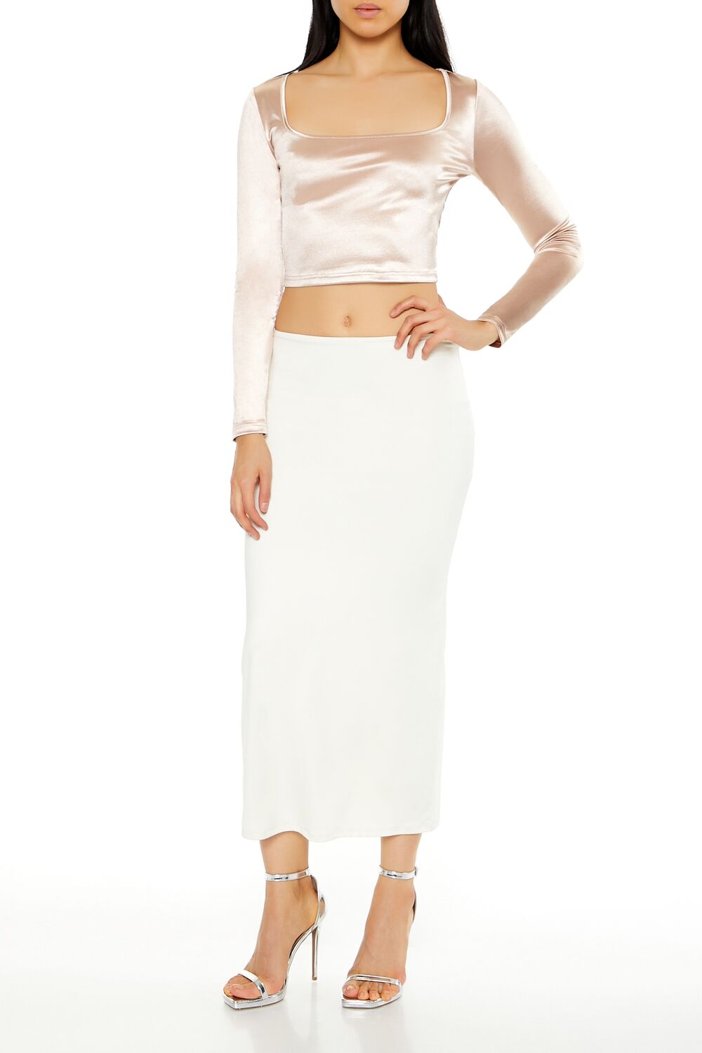 Satin Square-Cut Crop Top