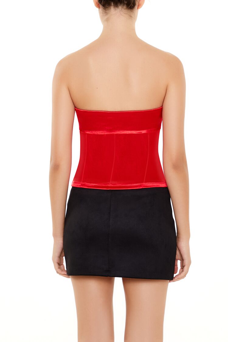 Satin Foldover Tube Crop Top