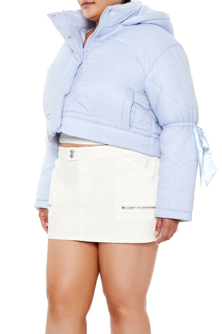 Plus Size Bow Puffer Jacket