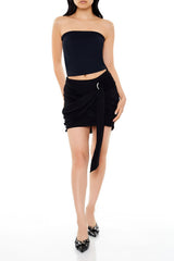 Draped O-Ring Mini Skirt
