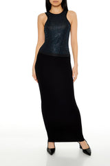 Fitted Rhinestone Mesh Tank Top