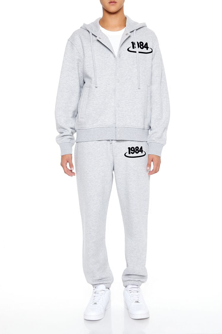 Flocked 1984 Button-Front Hoodie
