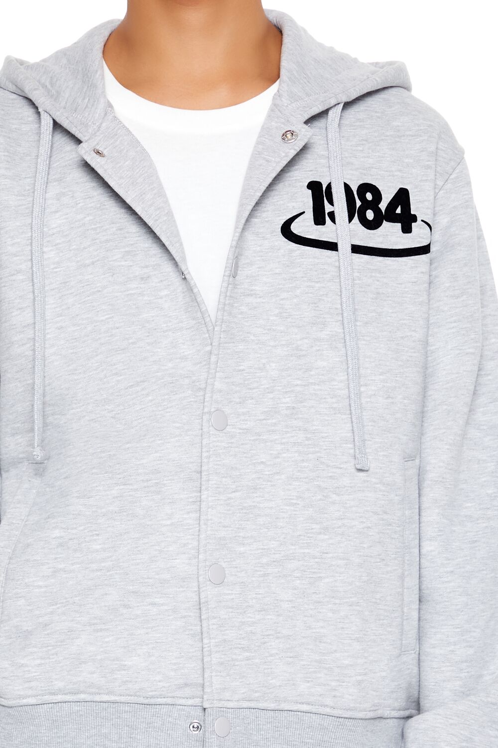Flocked 1984 Button-Front Hoodie