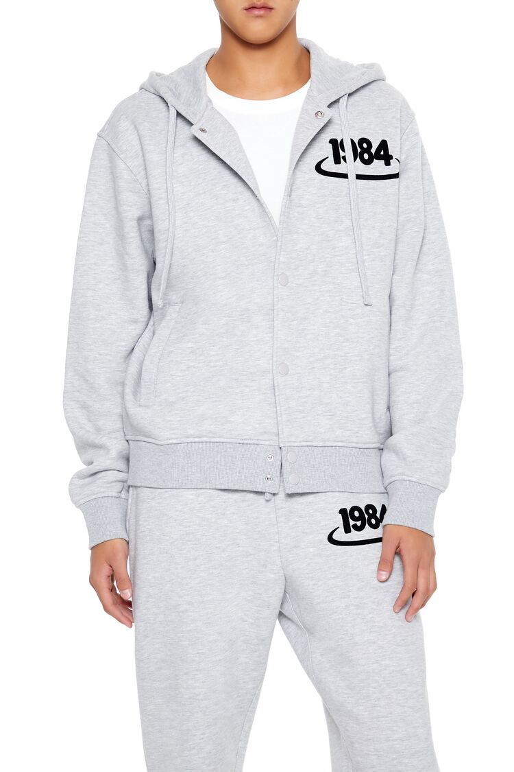 Flocked 1984 Button-Front Hoodie