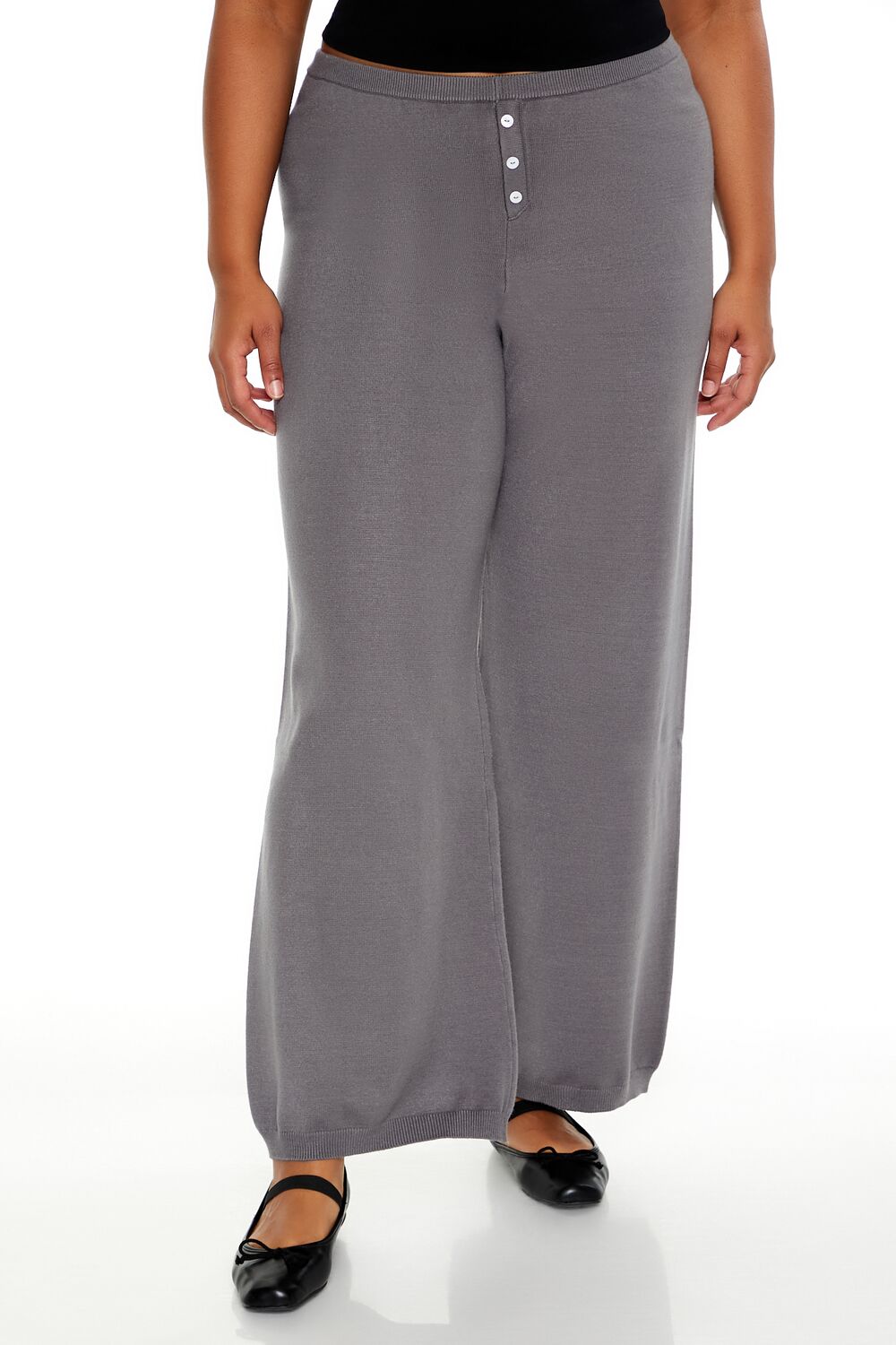 Plus Size Sweater-Knit Wide Pants