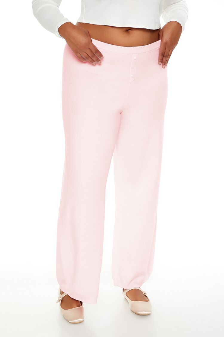 Plus Size Sweater-Knit Wide Pants