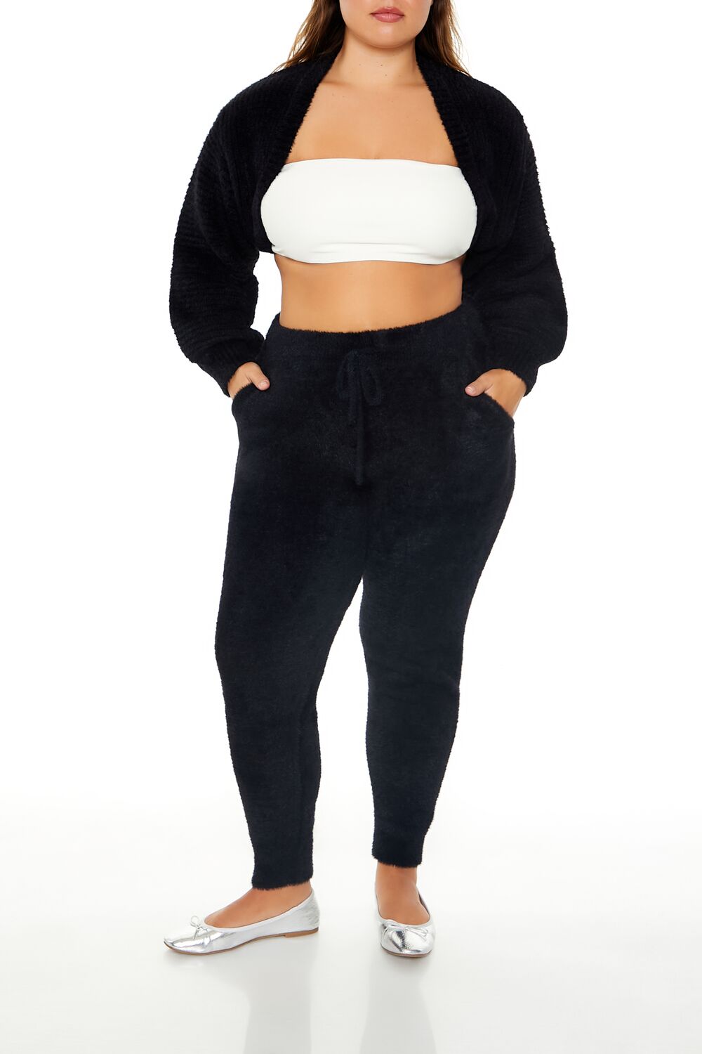 Plus Size Fuzzy Sweater-Knit Joggers