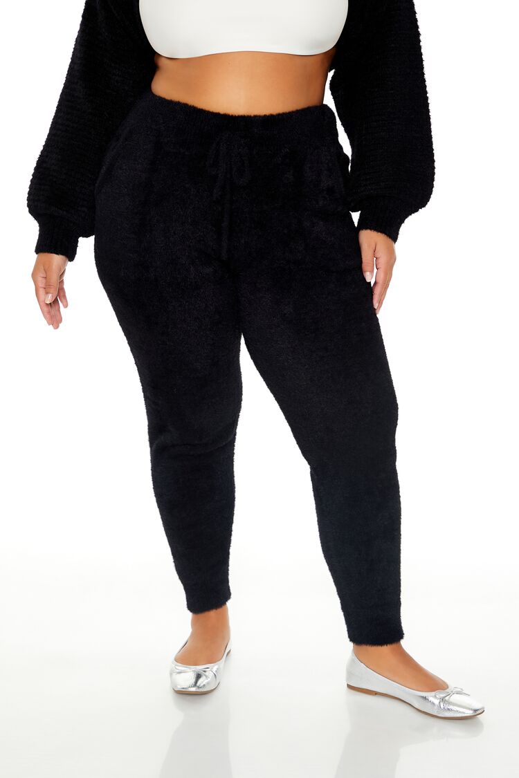 Plus Size Fuzzy Sweater-Knit Joggers