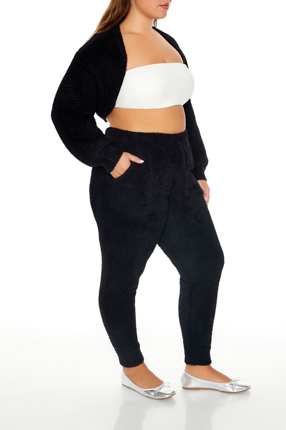 Plus Size Fuzzy Sweater-Knit Joggers