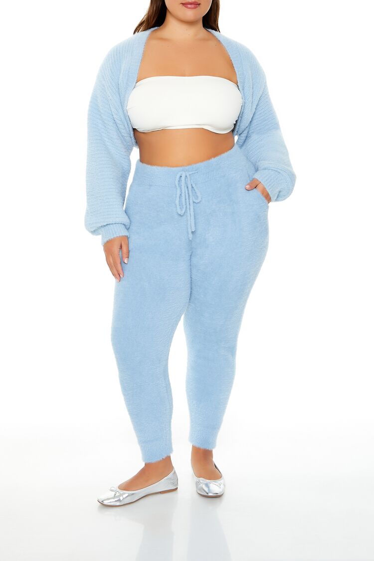 Plus Size Fuzzy Sweater-Knit Joggers