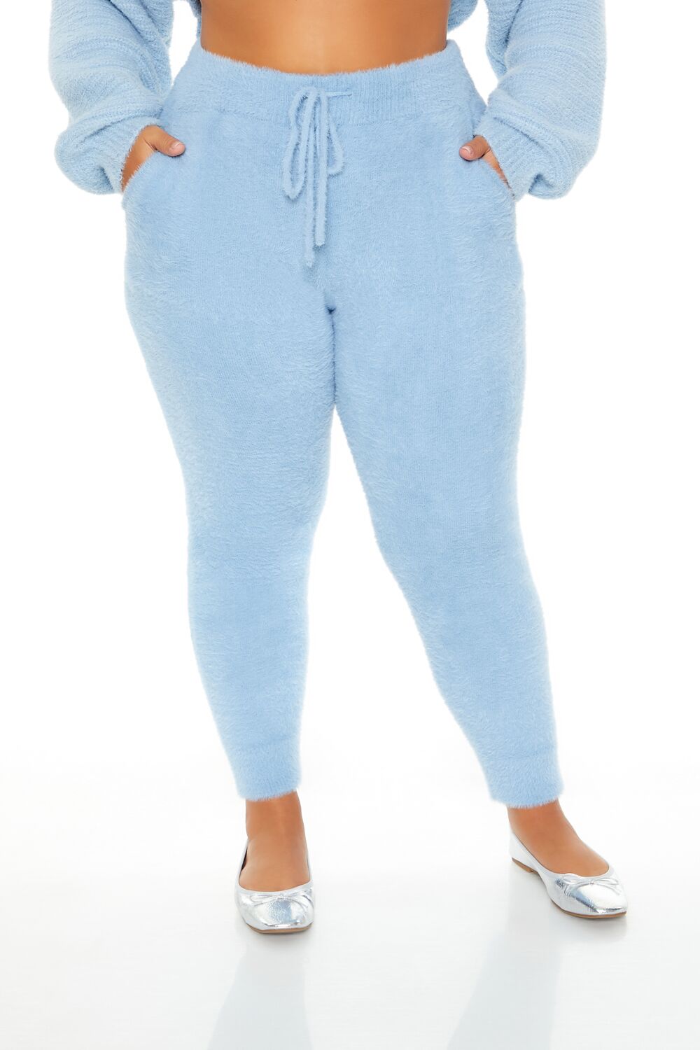 Plus Size Fuzzy Sweater-Knit Joggers