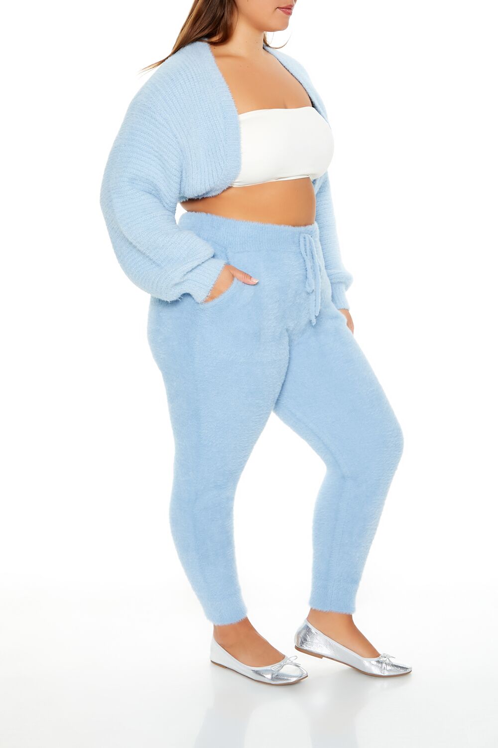 Plus Size Fuzzy Sweater-Knit Joggers