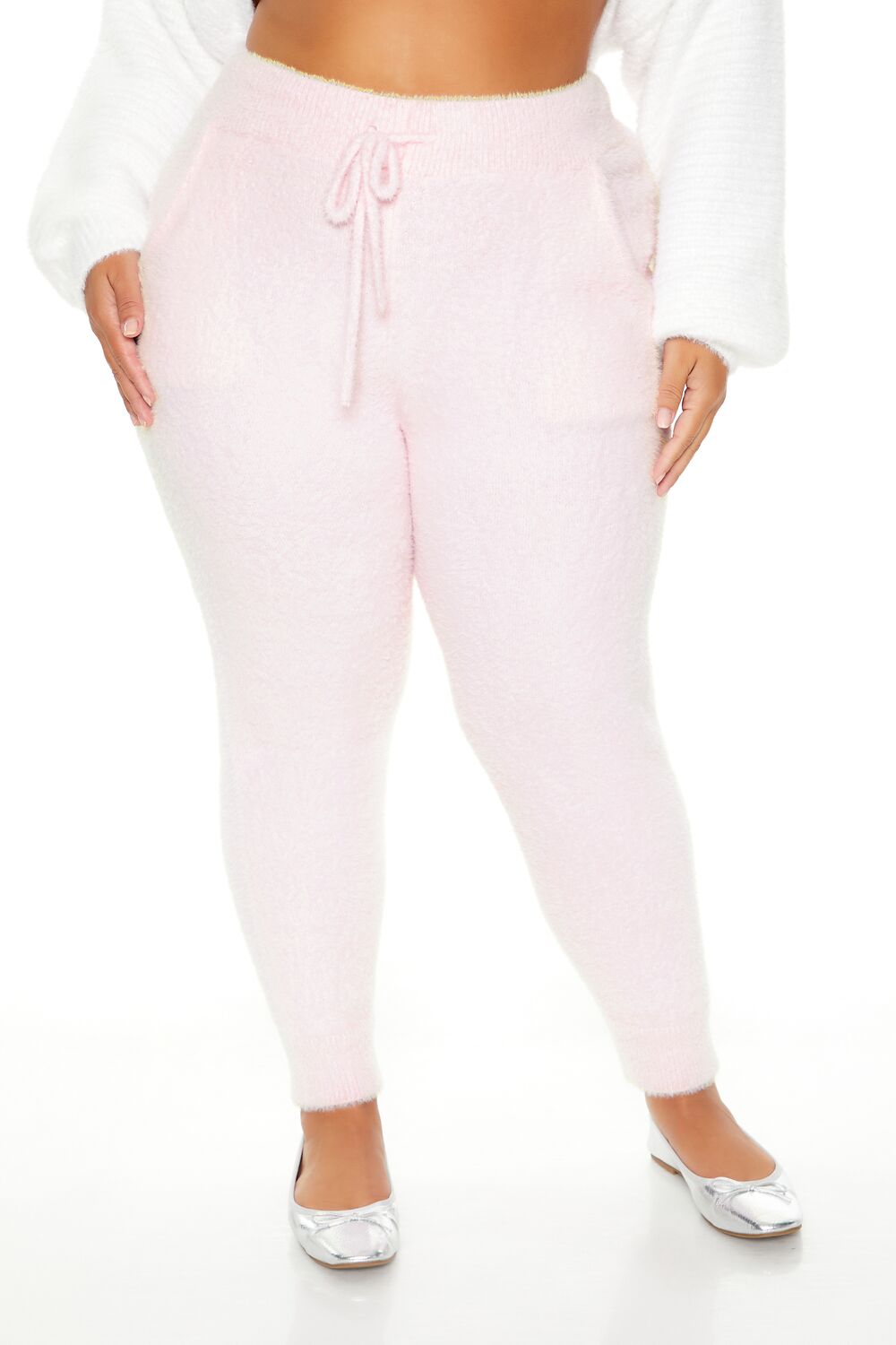 Plus Size Fuzzy Sweater-Knit Joggers